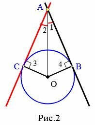 Обратная теорема о свойстве касательной к окружности