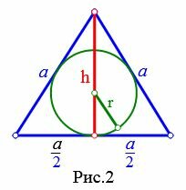 Найти радиус окружности вписанной в правильный треугольник высота 42